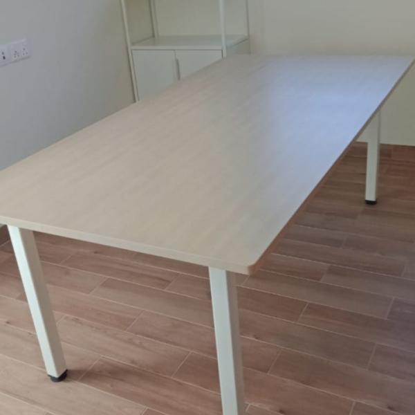 HSD-Maple Wood Meeting Table L200xW100xH75cm with Solid Metal Frame