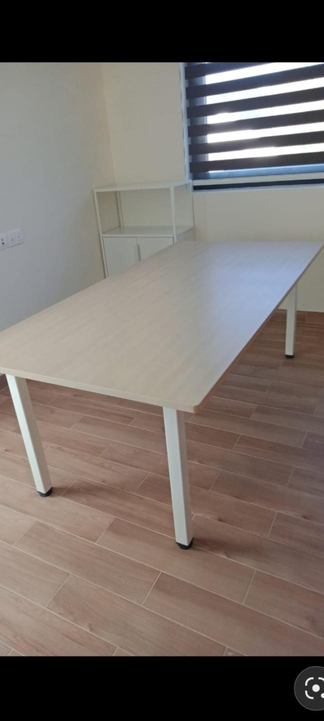 HSD-Maple Wood Meeting Table L200xW100xH75cm with Solid Metal Frame