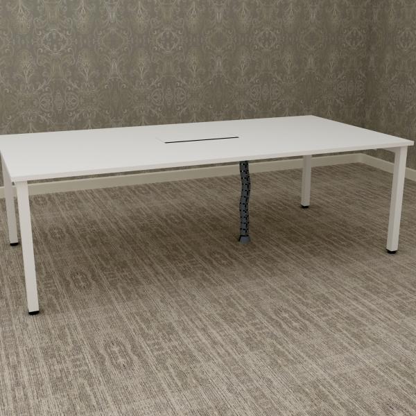 HFT-White Conference Table 240x120x75cm - Integrated Cable Management