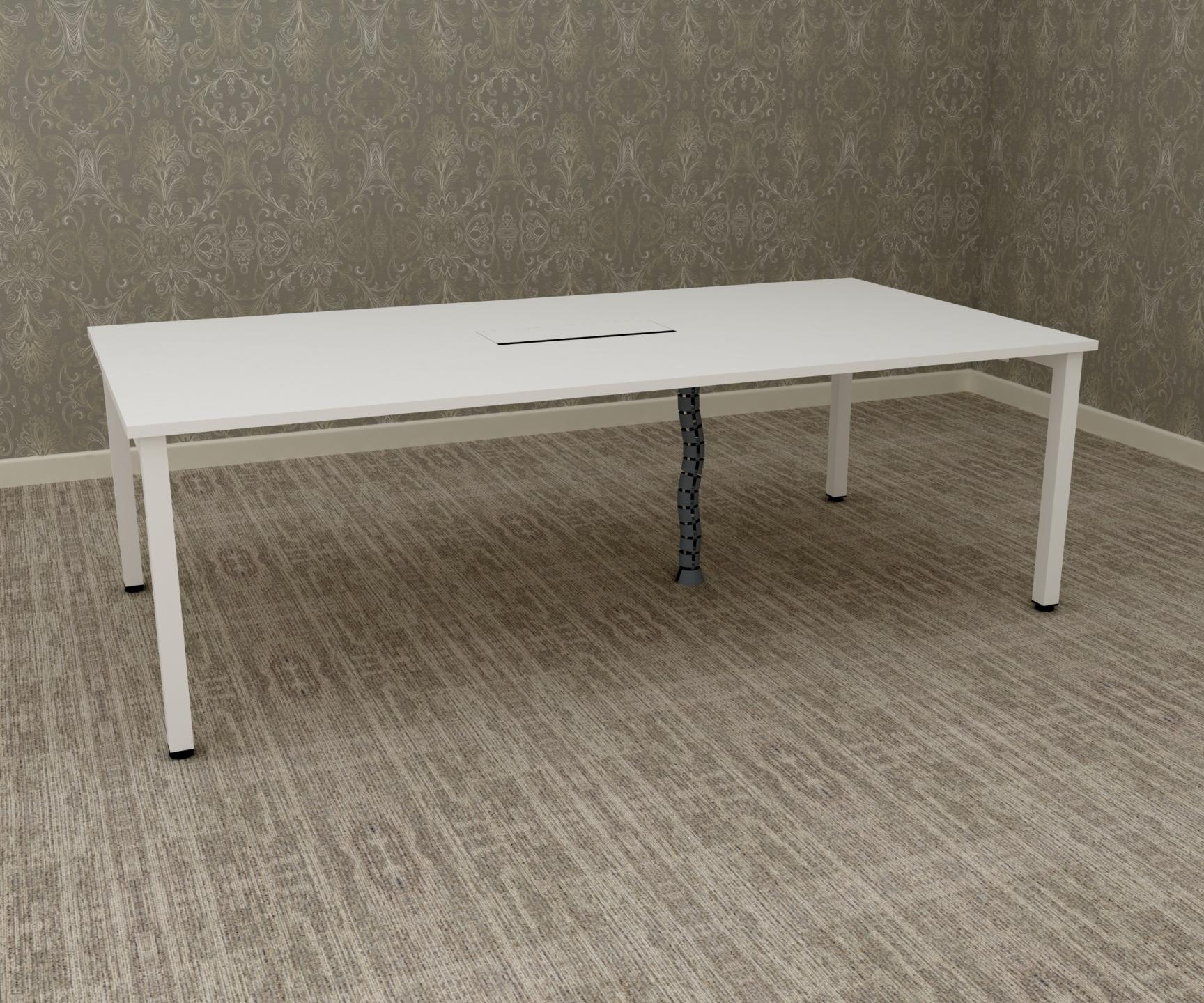 HFT-White Conference Table 240x120x75cm - Integrated Cable Management