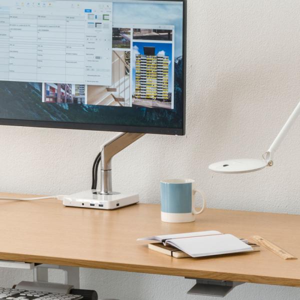 hfa-humanscale M2 with M/connect docking station monitor arm white