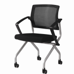 HFC-Foldable Training Chair with Mesh Back & Cushion Seat – Black, Stackable & Mobile