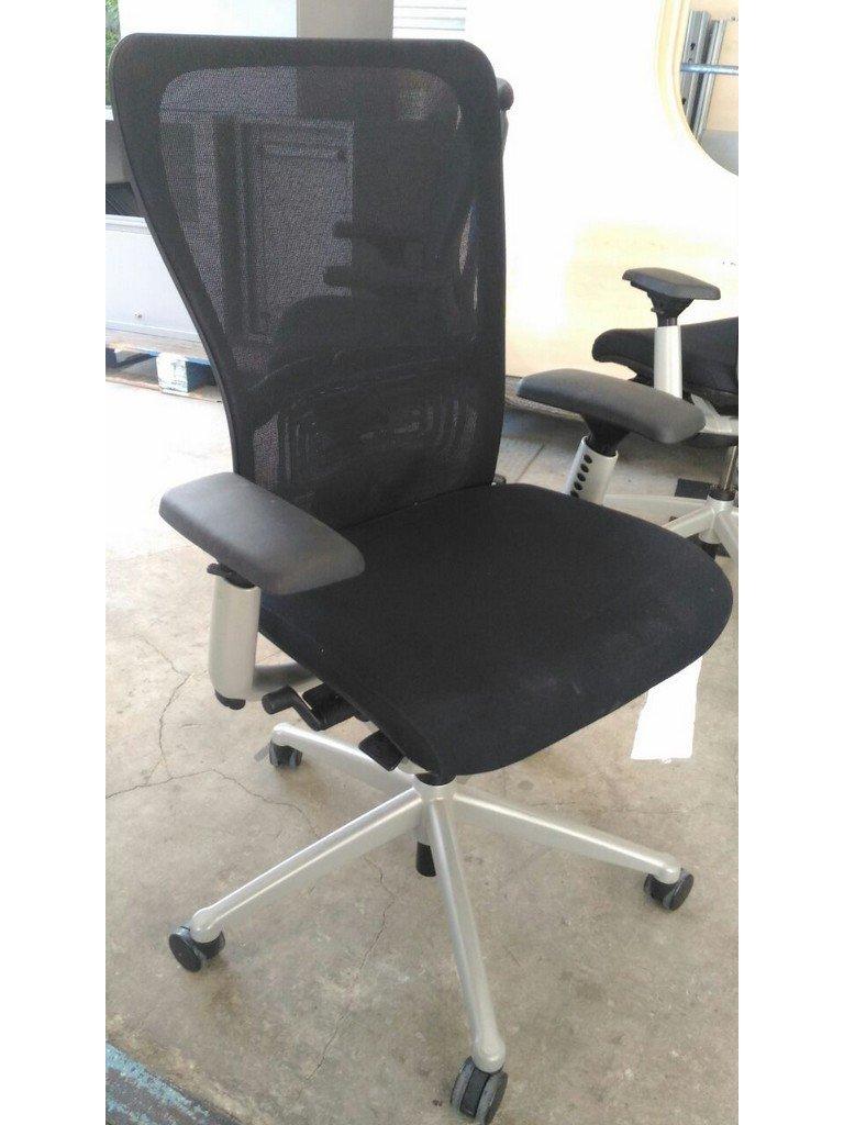 hfc-zody used haworth office chair black fabric silver frame