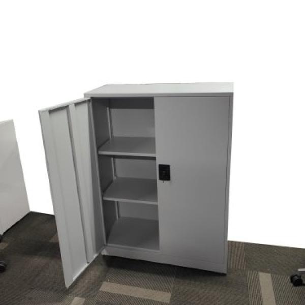 hfs-120g Metal Cupboard grey steel filing cabinet 2 shelves swing door key lock
