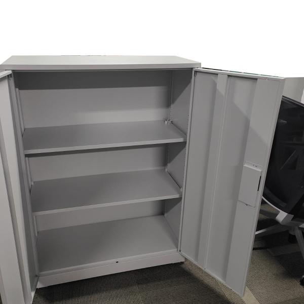 hfs-120g Metal Cupboard grey steel filing cabinet 2 shelves swing door key lock