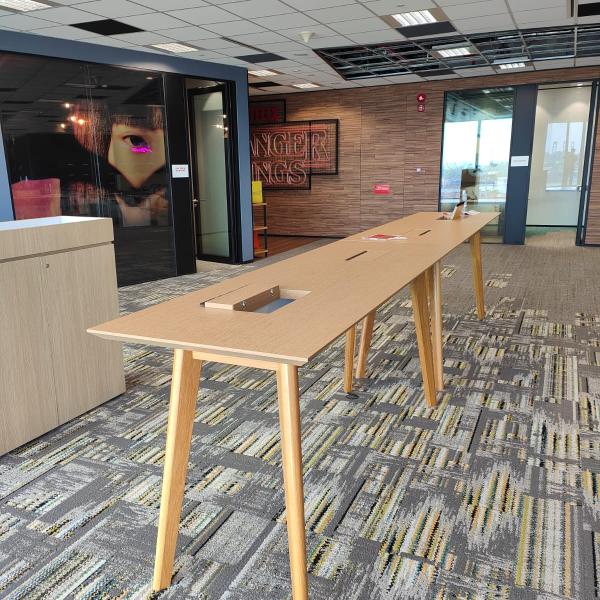 hft-high solid wood higt table 200x80x height110cm with cable management