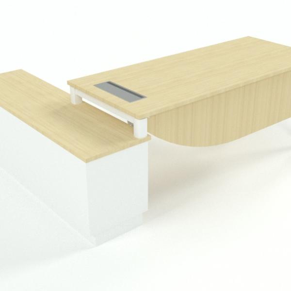 hft u180x180cm main desk with side cabinet maple