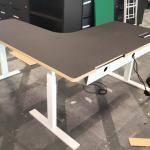 HOLMRIS B8 Linak L shape HAT workstation 150x75cm back to back 2in1 height adjutable table
