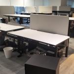 Vcop HAT back to back height adjustable workstation 150x75cm each desk with mibble divider black frame
